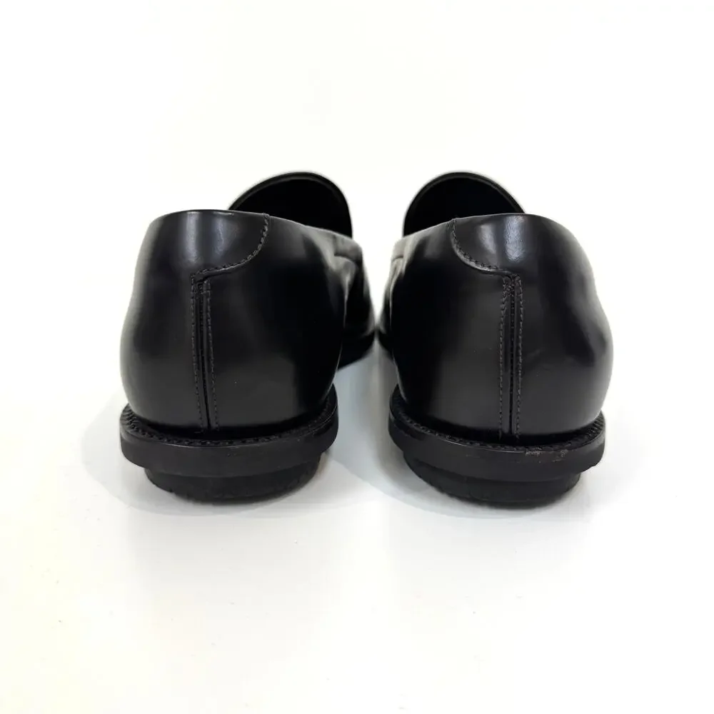 PRADA Black Leather Rubber Sole Loafer 10 Slip On Patent Sneaker Dress Shoe